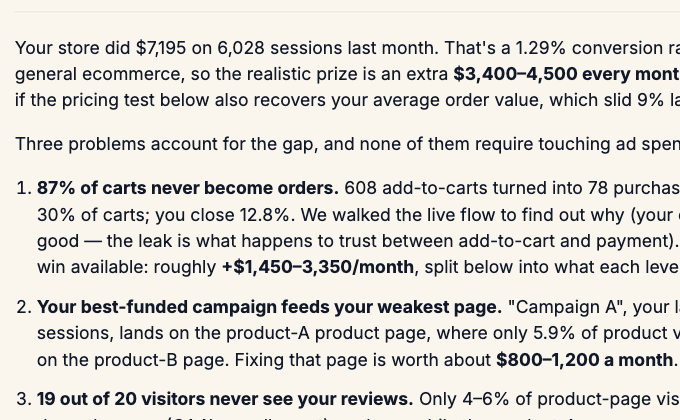 Summary — from a real audit