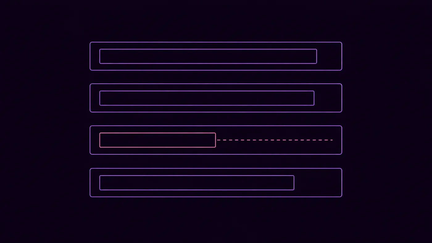 Benchmarking each conversion funnel step against its own band: three steps fill their range, one falls short